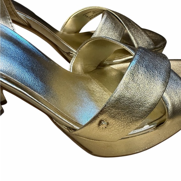 Kate Spade Metallic Gold Platform Sandals with Ankle Strap - Picture 9 of 9